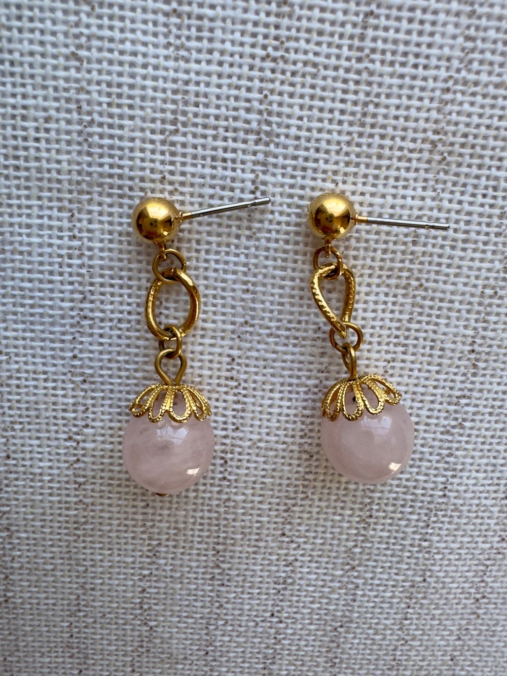 Vintage Avon Rose Quartz Drop Earrings